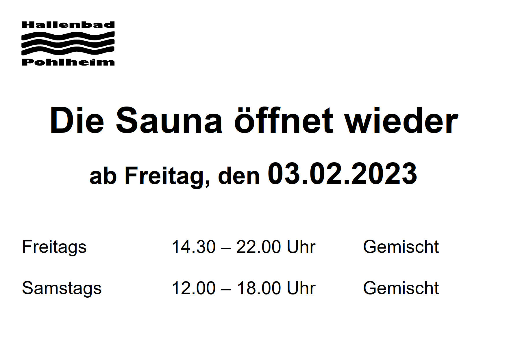 Sauna oeffnung 2023 - Die Sauna öffnet wieder